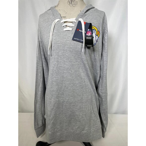 Los Angeles Rams NFL Gray Lace-Up Pullover Hoodie Women's‎ Plus Size 2X NWT - Picture 3 of 7